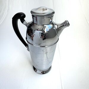 Vintage Krome kraft farber brother antique Silver Cocktail Shaker Black Handle